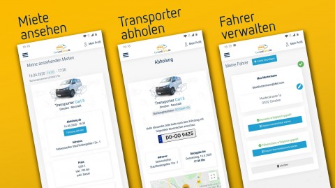 Transporter Abholung mit Smartphone