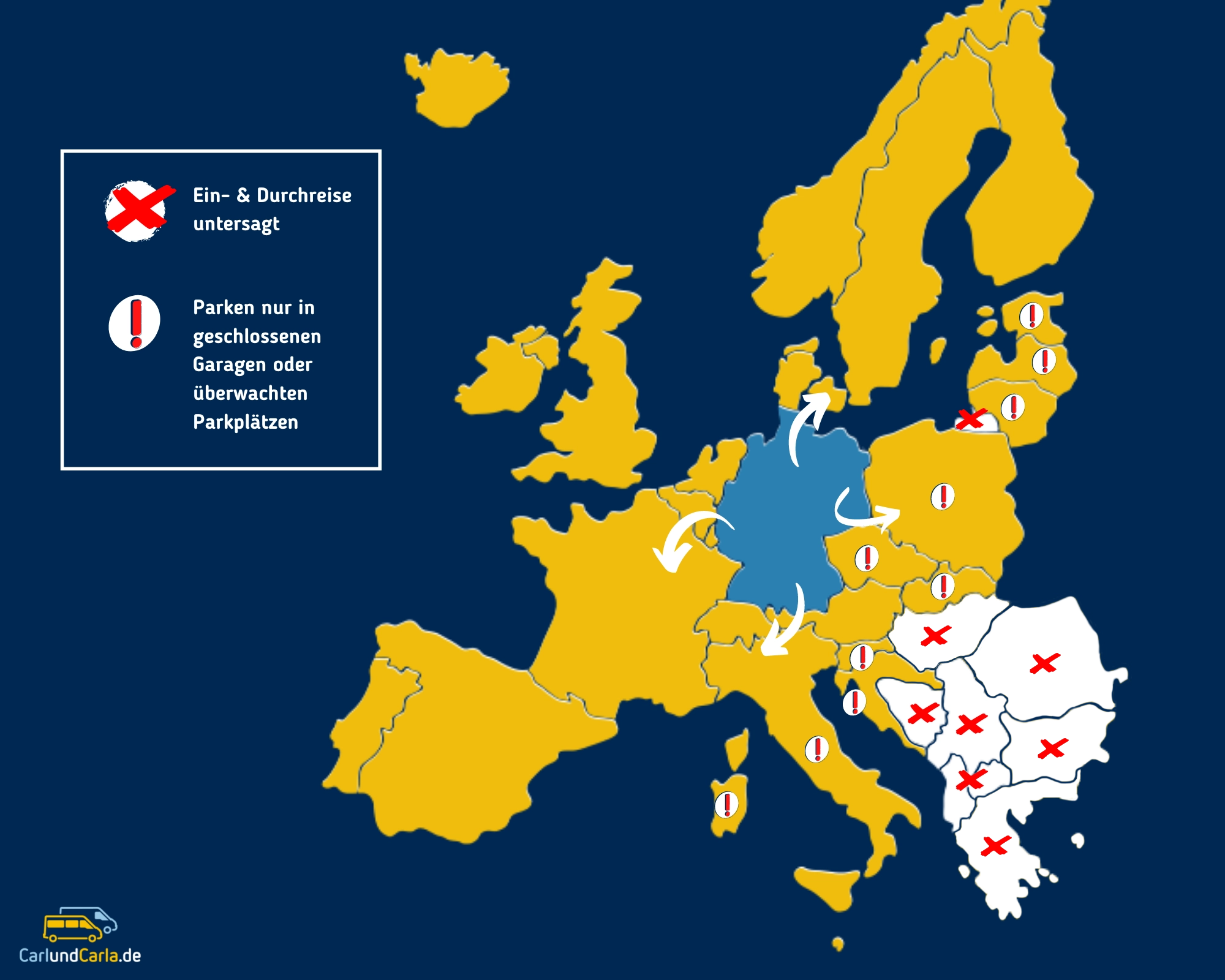 Karte Europa CarlundCarla Reisehinweie